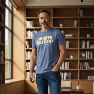 Dunder Mifflin The Office Graphic Tee – Blue – Size L – Fast Shipping